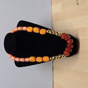 Multi Colored Gold Chunky Necklace